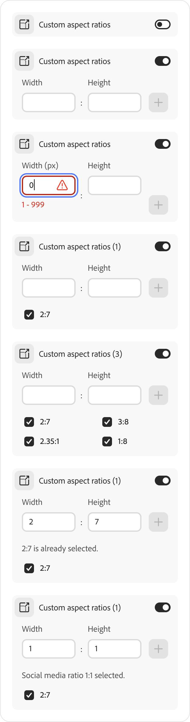 Custom aspect ratio widget