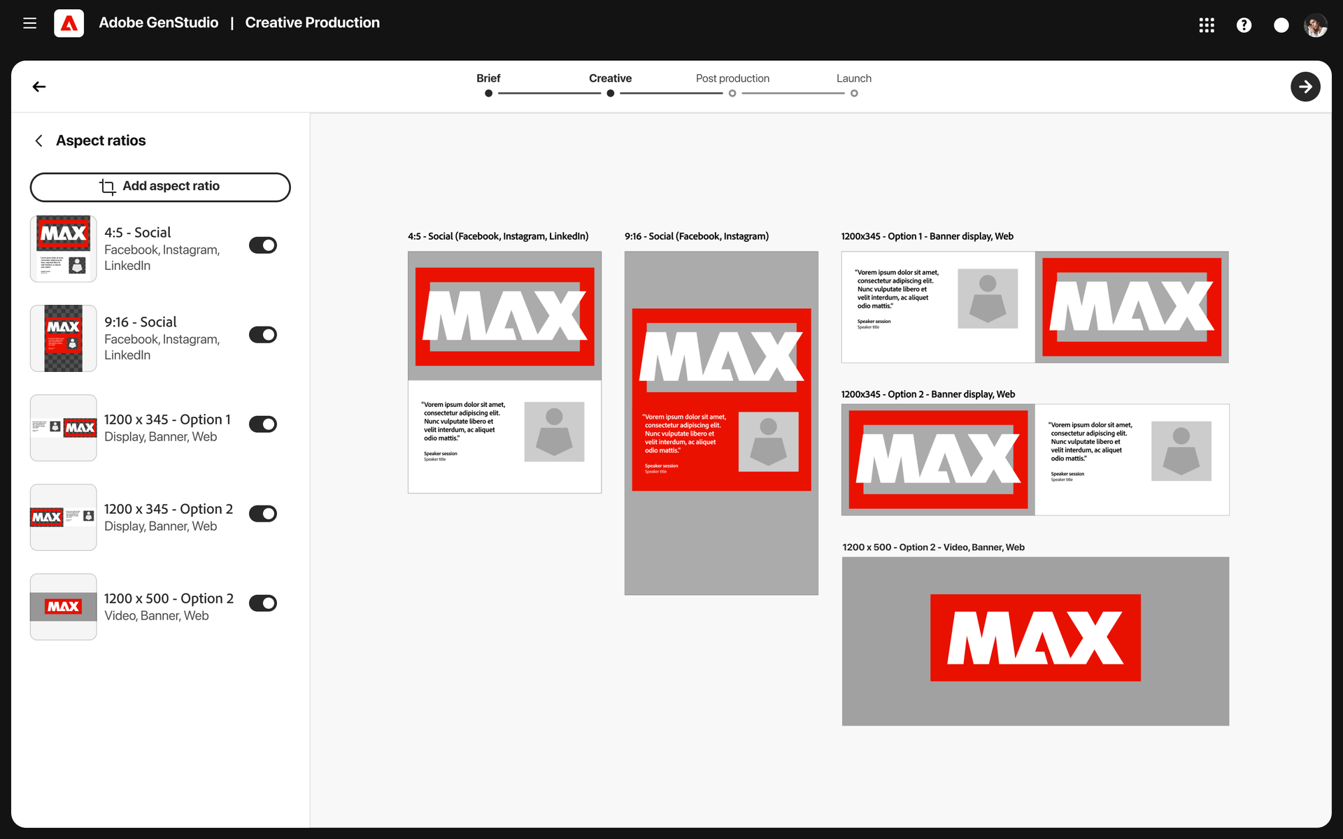 Choosing an on-brand template in GenStudio