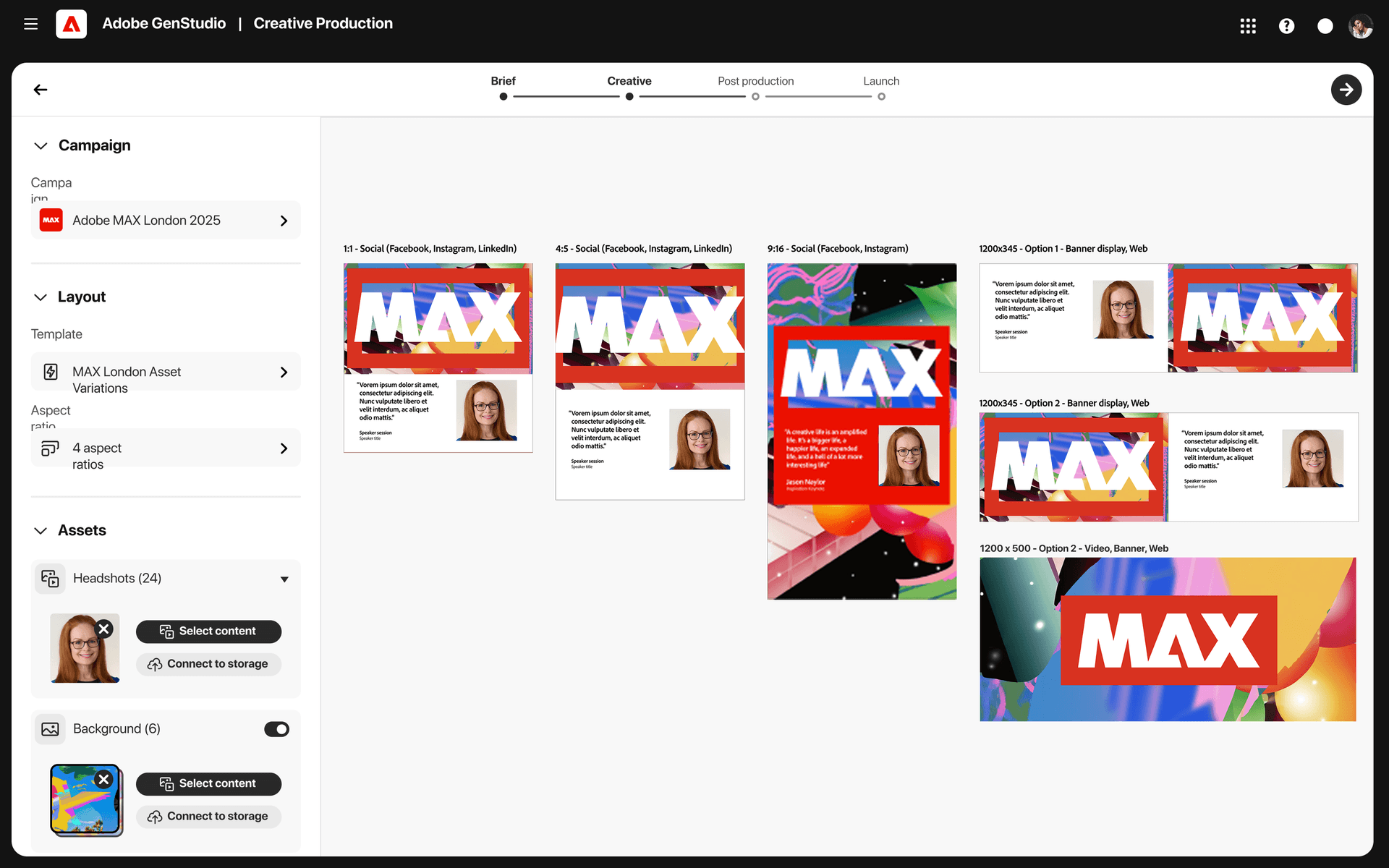 Applying approved brand assets across frames