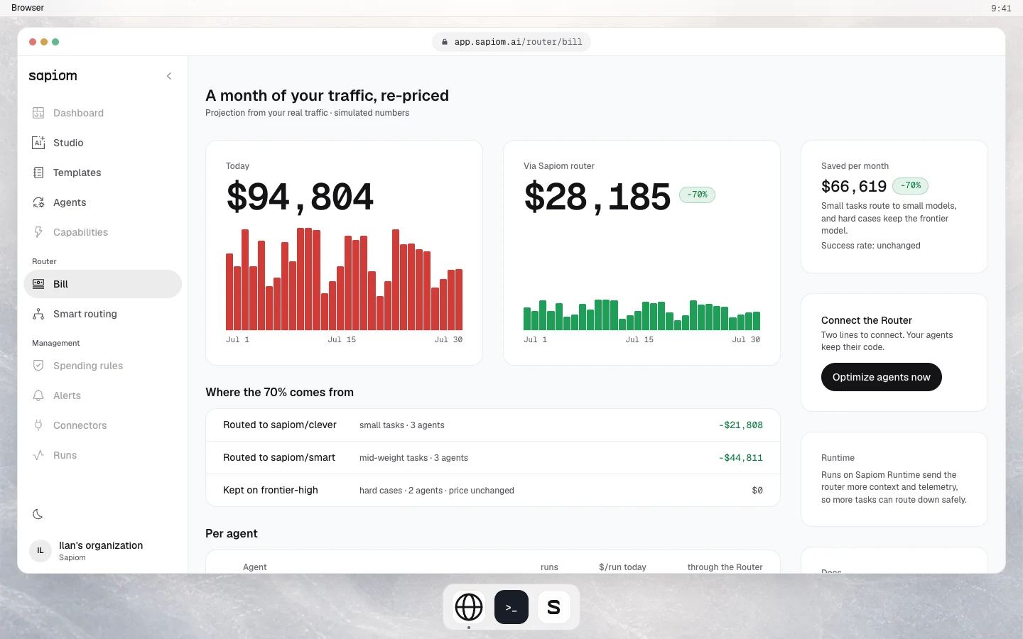 Interactive launch demo connecting model routing and usage costs